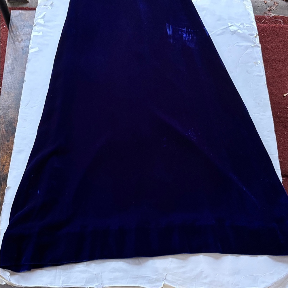 Vintage 70’s Milkmaid Velvet Goth Blue Peasant Gunne Sax 80’s Maxi Dress Gown M - Picture 11 of 17